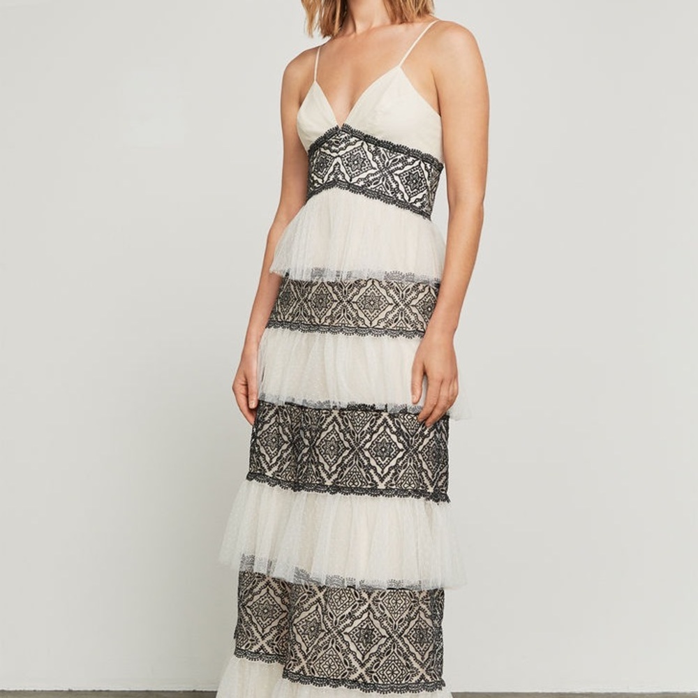 BCBG Max Azria “Farrel” Embroidered Lace Gown